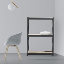 조립식선반 수납 앵글선반 3단 1200 x 300 x 2100, 블랙, 9mm 양면코팅 보드