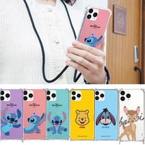 LG X4 2019 케이스 GF 디즈니 폰스트랩 핸드폰줄 목걸이 줄 곰돌이푸 스티치 밤비 LGM-X420