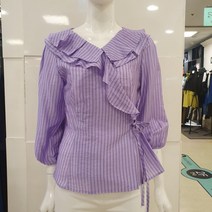 블루페페 부평점 발랄한 프릴넥 쑛 기장 블라우스 레이온사로 가벼워요