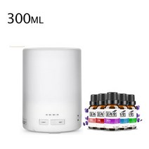 MUJI LIFE 초음파 무음 아로마 디퓨저 가습기 무드등가습기 휴대용 가정용 캠핑용, (히터램프)기둥 300ML+5병 오일