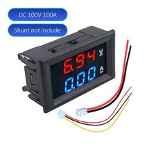 DC 100V 1A 50A 전압계 전류계 파란색 + 빨간색 LED 앰프 듀얼 디지털 게이지 자동차 모터사이클 측정기, 04 Red Blue 100A