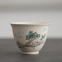 계영배 전통찻잔 유리잔 주석잔 빈티지 전통 수제 세라믹 찻잔 손으로 그린 꽃과 새 차 그릇 여행 명상 컵, 02 A2_01 5.9X4.6CM   40ML