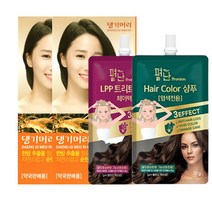 댕기머리 한방 칼라 크림 새치머리용 염색약 +염색전용 펴난 샴푸+펴난 헤어팩, 6호 흑갈색, 2세트