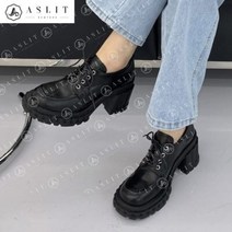 [애슬릿]굽 있는 옥스포드 청키 로퍼 힐 9cm