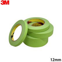 3M 마스킹테이프 종이 내열 페인트작업 연두색 폭12mm, II옵션없음II