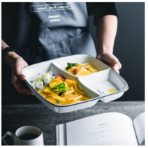 3구 가정용 1인 성인 어른 도자기 다이어트 식판 급식판, 행복한아침