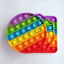 푸쉬팝버블 푸시팝버블 팝잇 틱톡말랑이 무한뽁뽁이 무지개 (하트 원형 사각형 팔각형), 원형(무지개색/28구)