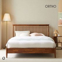 올쏘 아이비 아카시아 원목 퀸 침대 프레임 Q, 브라운 (아카시아원목)_퀸