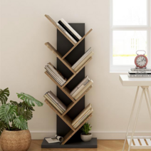 YEAR COLOR 원목 책장 책꽂이 8단 115cm 2colors 트리 스탠딩 수납 북선반, 블랙