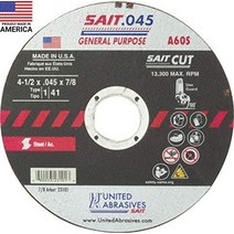 United Abrasives-Sait 23101 a60s 범용 절단 휠(유형 1유형 41 플랫) 4 1234 x .04534 x 7834 50팩, 4-12 x 0.045 x 78인치, 78(비허브 휠)