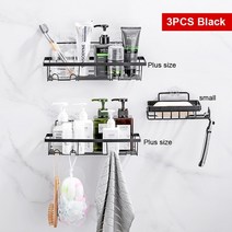 철제 선반 진열대 조립식 앵글 랙 스테인레스 스틸 욕실 벽 마운트 철 샴푸 스토리지, b-3pcs-set-new-13