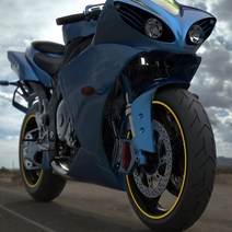 오토바이 휠스티커 14인치, 형광그린