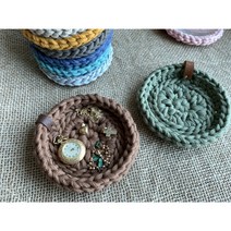 [코바늘 DIY 패키지]별 품은 ﻿티코스터 만들기(동영상) 손뜨개 컵받침대 티매트 코스터, 데님블루, 레드
