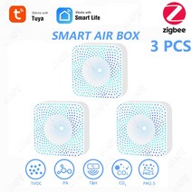 TuyaZigbee 스마트 공기 품질 모니터 CO2 미터 센서 자동 경보 VOC HCHO PM2.5 가스 측정기 온도 습도, 07 3 피스S