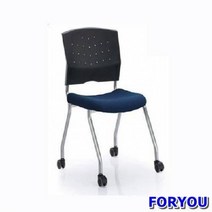 Foryou3188 회의용 바퀴의자 플러키 팔무 사출 쿠션 의자 공부 책상, 블루