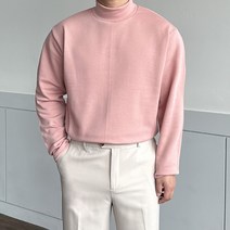 우모르 남성용 기모 모크넥 반목폴라 반폴라티 터틀넥 티셔츠