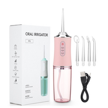 구강 관리기 잇몸관리 치아 강력한 구강 세정기 전기 휴대용 용수 플로서 제트 노즐 미백, 분홍색 상자