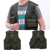 경량 메쉬 레저 조끼(L) (그린) 선상바다낚시 낚시초보 봄낚시