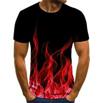 여름 남성 티셔츠 멋진 늑대 3D 프린트 남성용 반팔 Flame Print T 셔츠 스트리트 힙합 트렌디 파이어 패턴 캐주얼 스트리트웨어 있는 탑
