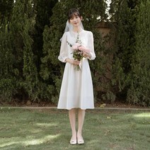 제주스냅드레스 새틴 복고풍 약혼 스몰웨딩 드레스 여행