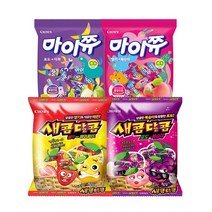 크라운 츄잉캔디 봉지 세트 (총 4봉 / 새콤달콤200g 2종 각1봉 + 마이쮸 284g 2종 각1봉), 200g, 4개