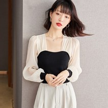 프렌치 탑 셔츠 디자인 여 추소중 블라우스 고급감 스퀘어넥 셔츠 이너 이너