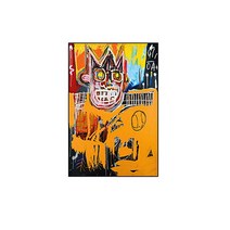 Jean-Michel Basquiat 장 미쉘 바스키아 작품 / 호텔 카페 거실에 걸면 좋은 캔버스 그림액자 01, 밝은우드