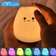 야간 램프 조명 무드등 터치 센서 고양이 실리콘 동물 컬러풀한 휴일 수면 크리에이404011 L5, Clever Cat404011 L5
