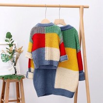 모녀커플룩 아기랑 엄마아기 아이와 엄마랑딸 커플룩 겨울 레인보우 가족 크리스마스 스웨터 어머니 &