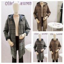 올리비아로렌 (역시즌 득템찬스) 유니크한 체크 패턴 모직 울 후드 코트 nc청주점 voceaww9381