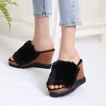 런슈즈 국내제작 퍼트리밍 키높이 통굽 웨지힐 뮬힐 슬리퍼 10cm