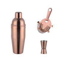 칵테일쉐이커 칵테일도구 750ml 스테인레스 스틸 칵테일 셰이커 세트 아이스 크러싱 필터 측정 컵 마티니, 13 Rosegold-3pcs