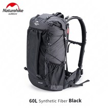 Naturehike Rock Series 60L 하이킹 백팩 대용량 60 + 5L 하이킹 팩 여행용 배낭 알루미늄 프레임 하이킹 백, 다이니마-블랙 60L