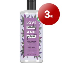 Love Beauty And Planet 러브앤뷰티 플레닛 건성 피부용 스킨케어 보습 햄프 시드 오일 나나 리프 바디 워시 454g 1팩, 3팩