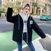 롱후리스 양털후드집업 뽀글이후드집업 겨울 털 추가 양 양털 양면 점퍼 여학생 기모