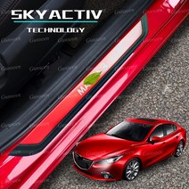 자동차 도어 씰 페달 트림 스커프 플레이트 보호대 커버 문턱 스타일링 가드 스티커 마쓰다 3 2020 용 액, 01 빨간