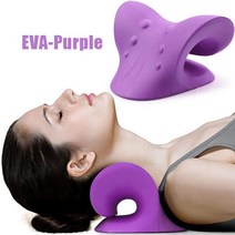 메모리폼 경추 베개 통증 완화를 위한 마사지 목 어깨 스트레처 척추 교정 견인 장치, CPurple