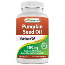 Best Naturals Pumpkin Seed Oil 베스트네츄럴스 호박씨 오일 1000mg 180정, One Color_One Size