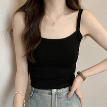 핑크셀럽 캡내장 브라탑 민소매 크롭 나시 2P