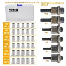 리벳건 핸드 너트 헤드 너트 너트 도구 수동 riveter rivnut 도구 액세서리, 36pcs 알루미늄 합금