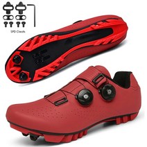 싸이클 슈즈 신발 남녀공용 사이클링 스니커즈 플랫 슈즈 클리트 자동 잠금, 없음, MTB red cleats+38