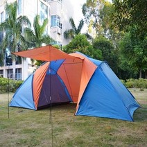 가족여행 3~4인용 캠핑텐트 더블 레이어 방수 2 침실 4-6 인 하이킹 낚시 사냥 familiy 파티 3 색, 푸른