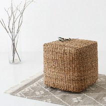 봄 인테리어 니트 낮은 푸프 사각 라탄 스툴 의자, OWTD 본상품선택