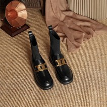 첼시 가죽 마틴 부츠 여성 봄 가을 레이스업 워커 앵클 구두 220-250 통굽 3.5cm 키높이 6cm 버클