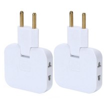 EU US 중국 돼지코 플러그 한국 변환 멀티 어댑터 110v 220v 3in1 틈새 화이트 2개 구성, 6.5cm