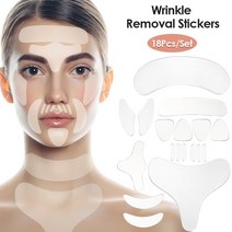 목세로주름 세로목주름 일일일팩 눈밑주름패치 목주름팩 실리콘팩 재사용 가능한 실리콘 주름 방지 패치 얼굴 이마 목 눈 제거 스티커 패드 리프팅 테이프 스킨 케어, 01 18pcs