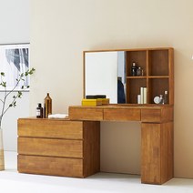 디체 확장형 수납 고무나무 원목 화장대 거울세트, 일반 거울