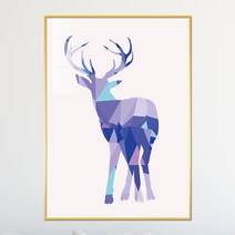 아트블루 풍수 인테리어 액자 동물 얼굴 모던 그림 액자, 13_퍼플 크리스탈 사슴