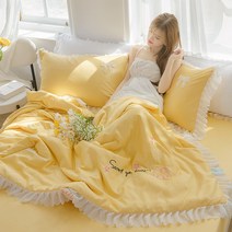 워싱실크 레이스 쿨링 이불세트 여름 얇은 이불 프릴 차렵이불 F9187