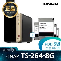 큐냅 TS-264-8G 44TB (22TBx2) WD Ultrastar 5년보증 HDD